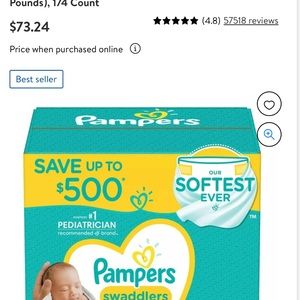 These pampers are $73.24 in the store I only want $50